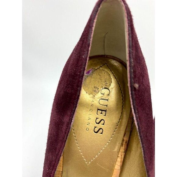 Guess Belicia Plum Wine Suede Peep Toe Shoes 8.5‎ - Picture 2 of 6